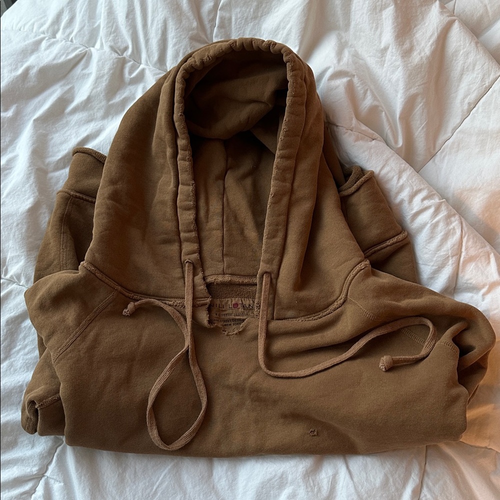 Nili Lotan French terry distressed hoodie